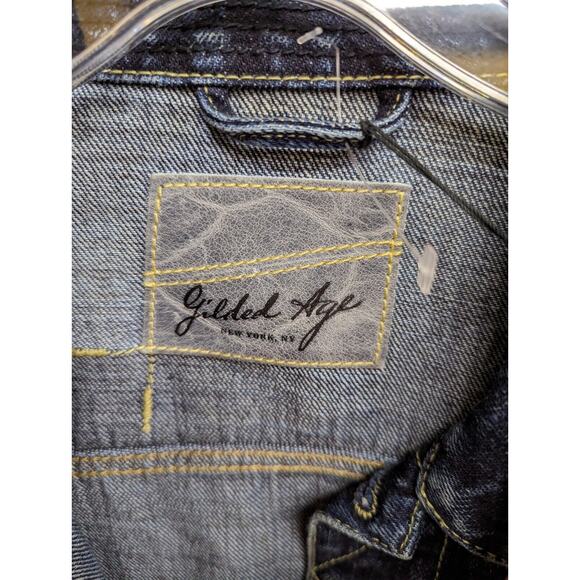 Gilded Age Mens Japanese Selvedge Denim Jacket Destroyed Optic Blue Size Small - Picture 12 of 12